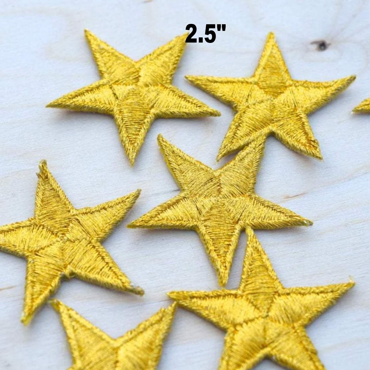 5 Pieces Jumbo Gold Star Embroidery Patches with Metallic Thread Iron On 2.5" Large Craft